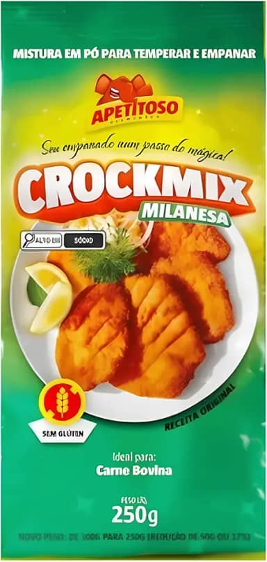 Apetitoso Crockmix Milanesa, Mistura para Empanar Sem Glúten, 250g