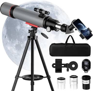 Telescópio para adultos de alta potência: telescópios astronômicos para observar a lua e os olhares - telescópio refrator de 90 mm de abertura de 600 mm