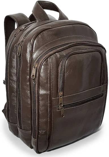 Mochila Executiva Grande De Couro Bovino Para Notebook Cor:Marrom