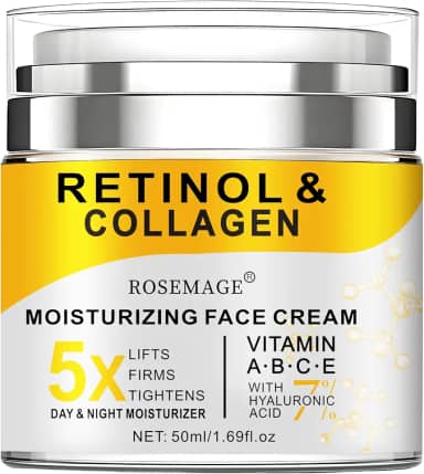 Creme de retinol para rosto com colágeno e ácido hialurônico - creme antienvelhecimento para mulheres e homens - hidratante facial diurno e noturno para apertar e firmar a pele - Creme hidratante para
