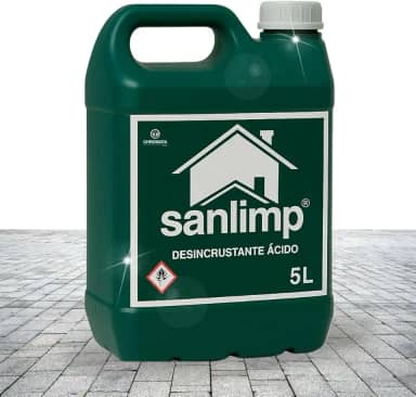 Sanlimp Limpa Piso Concentrado 5L Limpeza Profunda de Pedras, Cerâmicas e Vasos Sanitários, Removedor de Cimento e Rejunte Pós-Obra