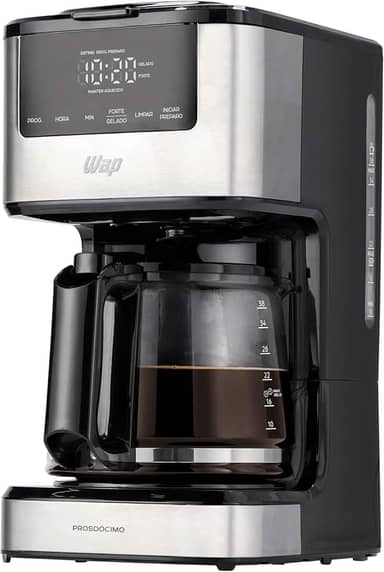 WAP Cafeteira Elétrica Digital AROMA WCD1500, 1,5 Litros com Timer Programável e Suporte para Café Gelado 900W 127V