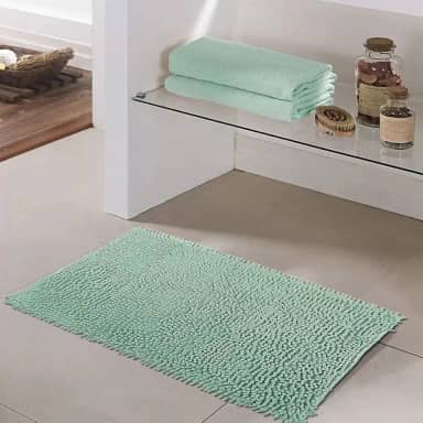 Tapete Banheiro Bolinha Antiderrapante Absorvente Super Macio (Verde Água)