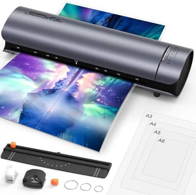 Plastificadora e Laminadora SL999 9 em 1 A3 Profissional 127V, Cinza, Com Corte, Cantos Arredondados, Encadernação e Modo Frio/Quente, Emplastificadora com Antiatolamento e Desligamento Automático