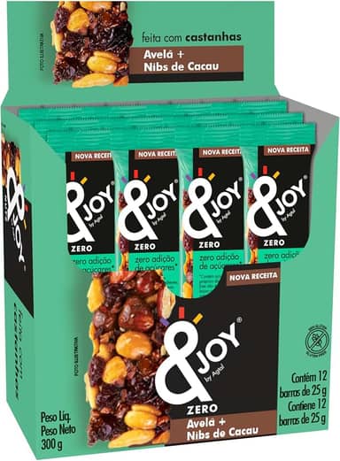 Enjoy Barra Zero Açúcar Avela E Nibs De Cacau 12 X 25G