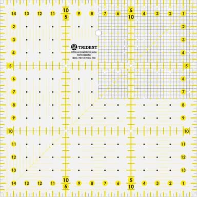 Régua para Patchwork, Escalas em mm, em Acrílico 3 mm, 15 x 15 cm PT.150X150 – Trident, Trident, PT.150X150, Cristal