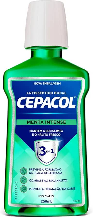 CEPACOL - Enxaguante Bucal Menta Intense - Sabor Refrescante - Hálito Fresco - 250ml