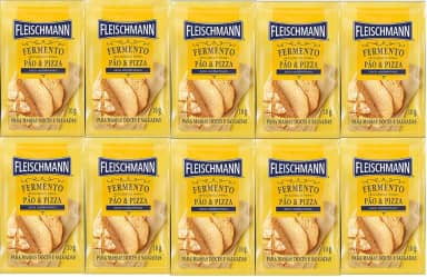 Kit 10 Fermento Biológico Pão e Pizza Seco Fleischmann 10g