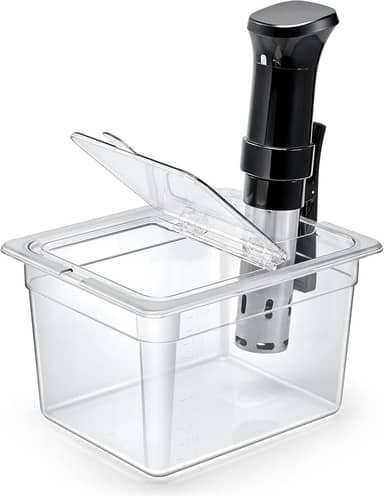HOMENOTE Recipiente Sous Vide 12 litros com tampa articulada dobrável universal, kit de acessórios Sous Vide livre de BPA, compatível com Anova e a maioria dos fogões Sous Vide