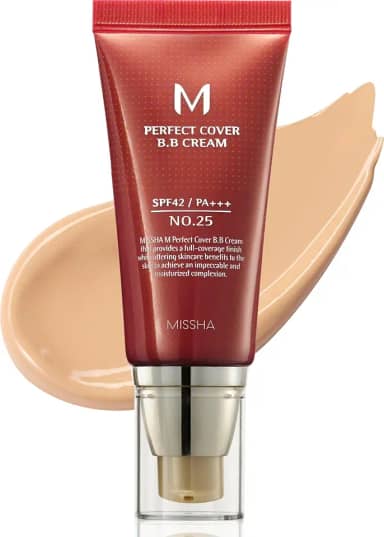 MISSHA M Perfect Cover BB Cream SPF 42 PA+++, Amazon Code Verified for Authenticity, 50ml, Concealing Blemishes, dark circles, UV Protection (#25 Warm Beige)