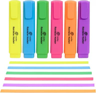 Kit 6 Canetas Marca-Texto – Cores Vibrantes e Fluorescentes