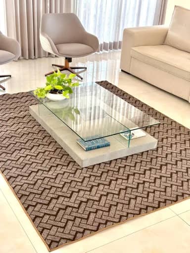 Tapete Carpete para Sala Fácil de Limpar (Zig Zag Marrom, 2,00x3,00)