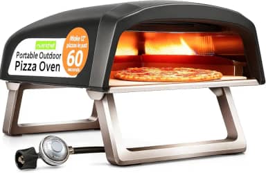 NutriChef NCPIZOVN.3 Forno de pizza portátil a gás, fogo e pedra ao ar livre, preto
