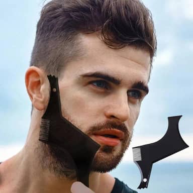 Ferramenta de modelagem de barba para homens – Pente de modelo de barba DIY para aparar e cuidar perfeitamente da barba (preto)