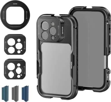 NEEWER 16 Pro Cage, estabilizador de telefone de vídeo de liberação rápida compatível com iPhone 16 Pro com adaptadores de filtro de 67 mm, lente de 17 mm e lente de montagem T, acesso total ao