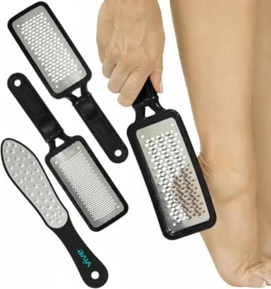 Vive Lixa para pés (pacote com 3) – Raspador de pés para pele morta – Ralador de calcanhar, ferramenta de limpeza de calos, raspa para calcanhares rachados – Pedicure de aço inoxidável para homens e