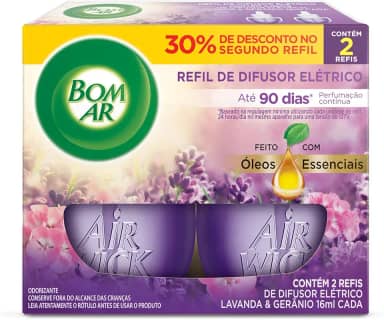 Bom Ar Difusor Elétrico Lavanda e Gerânio Refil 2 unidades 16ml