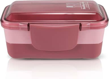 Marmita 2 Divisorias Vasilha Esquenta Fitness Congelar Pote Cor:Rosa