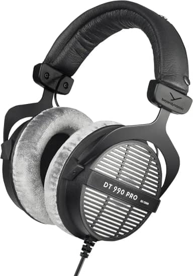 beyerdynamic DT 990 PRO Fones de ouvido circum-auriculares para monitor de estúdio – estrutura estéreo aberta com fio (80 Ohm, cinza)