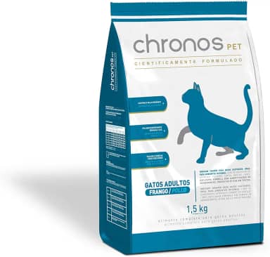 Ração Chronos Pet Gatos Super Premium Adultos Castrados Sabor Frango 1,5kg Chronos Raça Adulto, Sabor Frango