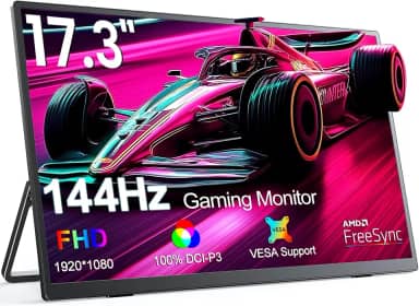 Monitor portátil UPERFECT, 17,3' 144Hz, monitor portátil para jogos FreeSync FHD 1080P HDR IPS, monitor para laptop com VESA e case USB C, tela externa para Switch PS-5 Steam-Deck