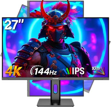 Gawfolk Monitor de jogos de 27 polegadas 4K IPS, UHD 3840 x 2160p 144Hz monitores de computador PC tela IPS para casa e escritório, HDMI, DisplayPort, compatível com montagem na parede