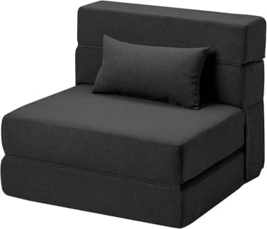 Sofá-cama Suyols dobrável com travesseiros, poltrona conversível em sofá e colchão, com espuma viscoelástica para sala/dormitório/quarto/escritório/apartamento/mezanino, solteiro 28, cinza-escuro