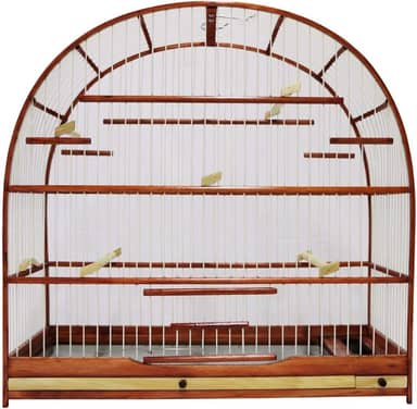 Gaiola Passarinho Em Madeira - Pássaro Curió Mogno