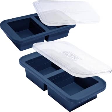 Souper Cubes 2 formas de silicone para freezer com tampas – cubos de sopa para congelar lasanha, sobras, sopas, molhos, caçarolas, refeições de preparação de refeições e muito mais – Pacote com 2