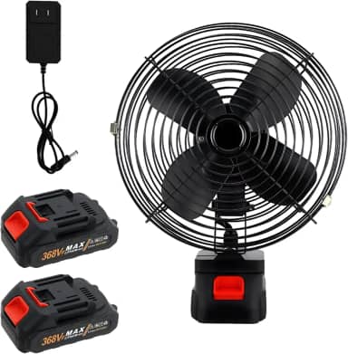 Hivento Ventilador de Mesa,Compatível com Ferramentas Elétricas, Bateria 2 * 7500mAh, Diâmetro de 20cm, Potência de 30W, Ângulo Ajustável de 45°, Ventilador Portátil Ideal para Atividades ao Ar Livre