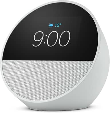 Echo Spot com Alexa (Geração mais recente) | Despertador inteligente com som vibrante | Cor Branca