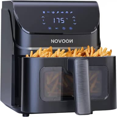 Fritadeira Elétrica Digital Novoon 4,5L 1400W 3 em 1 - Frita sem Óleo, Assa e Reaquece. Air Fryer 4,5 Litros Silenciosa Prepara Batata Frita, Frango, Carne, Peixe, Pão de Queijo e Mais 220v