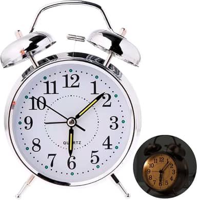 Relógio de Mesa Despertador Antigo Vintage Clássico Com Luz Led Noturna Em Metal Analógico