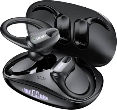 Lenovo Fone de Ouvido Sem Fio Original XT80 Esportes Fones de Ouvido Sem Fio HiFi Bluetooth 5.3 Fones de Ouvido Jogo Baixo com Mic Fone Bluetooth Redução de Ruído Earhooks XT80 preto