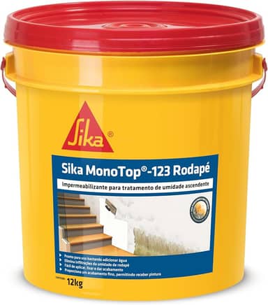 Sika - Massa corrida - Sika Monotop-123 Rodapé branco - Tratamento e eliminação de umidade - Para rodapés - Inodora - Balde 12kg