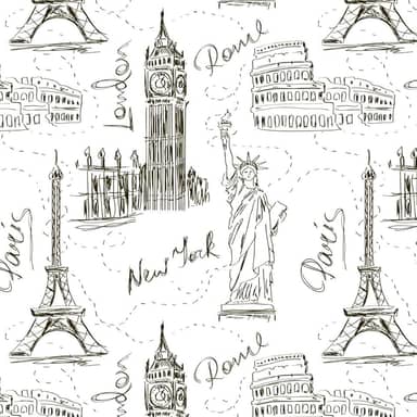Papel De Parede Adesivo Volta Ao Mundo New York London Paris