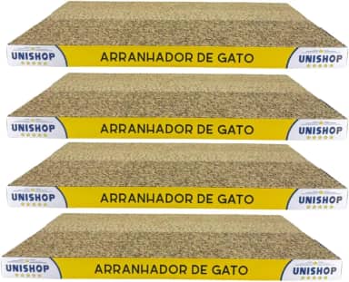 Kit 4 Arranhadores de Gato em Papelão Ondulado Anti Estresse Aparência de Madeira