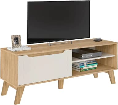 Rack para Tv ate 60' com porta basculante LOTUS cor Carvalho com Off White - Artely