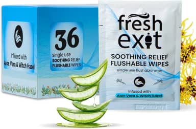 Lenços umedecidos para hemorróidas laváveis – 36 unidades – embalados individualmente com hamamélis e aloe vera, lenços grandes e discretos de viagem para adultos, calmantes e suaves para a