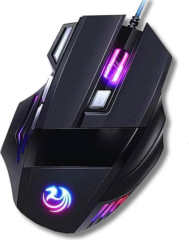 Mouse Gamer 7D 3200 DPI Ajustável 7 Botões Luzes Led RGB Alta Precisão e Velocidade, Jogos, Trabalho, Estudos, Cabo Reforçado Super Rápido Ergonômico Antideslizante Clique Duplo Premium