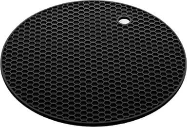 LYOR - Descanso para Panela Redondo de Silicone Preto 17,5cm