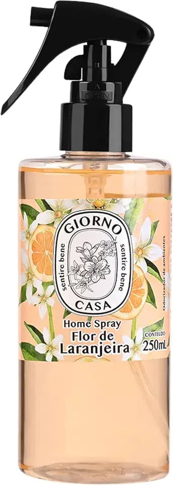 Sprays de Ambiente com Perfume (Aromatizador de Ambientes), Flor de Laranjeira , Giorno Casa, 250 ml, Laranja