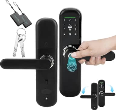 Fechadura ElectróNica Inteligente Da Porta, 4 Maneiras De Abrir A Porta, Abertura De ImpressãO Digital, Abertura De CartãO Ic, Abertura De Senha, Abertura De Chave, Adequado Para A Maioria Das Portas