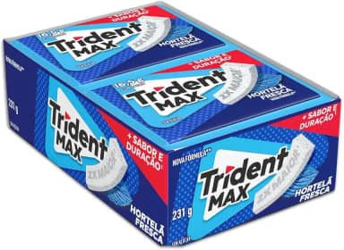 Chiclete Trident Max Hortelã Fresca Sem Açúcar - Caixa com 14 unid. de 16,5g