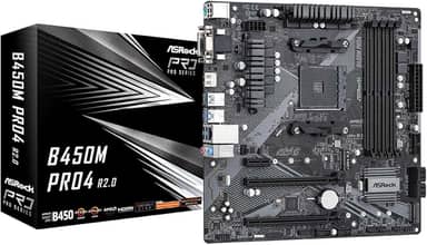 ASROCK Placa mãe B450M PRO4 R2.0 soquete AM4/AMD B450/DDR4/SATA3&USB3.2/M.2/Micro ATX