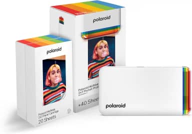 Polaroid Hi-Print + Pacote de papel – 2ª geração Bluetooth Connected 2x3 Pocket Photo Dye-Sub Printer - Impressora branca + 40 fotos (6438)