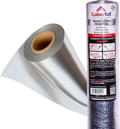 Kit Telheiro Manta Térmica Dupla Face 10m² Subcobertura De Telhado + 02 Fitas Emenda União (2.0, Quilogramas)