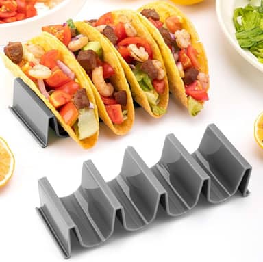 Suporte de taco cinza - pacote com 2, bandeja de taco em forma de onda para festa, comporta 4 tacos cada, pode ser lavada na lava-louças e empilhável