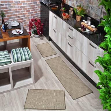 Kits Passadeira Cozinha 3 Tapetes Sisal Antiderrapante KS68