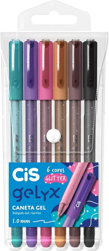 Caneta Gel – CiS Gelyx – Estojo com 6 unidades – Glitter